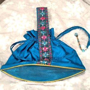 Genie Slipper bejeweled drawstring bag, use for lingerie, cosmetics or clutch